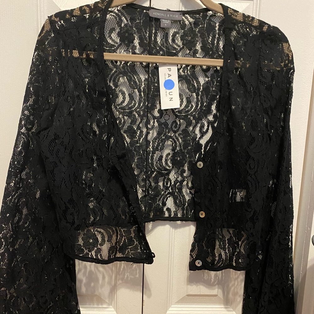 Kendall & Kylie Black Lace Cardigan